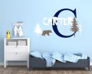 Trees and Bear With Name Nursery Wall Decals